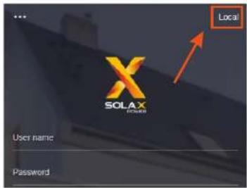 Local SOLAX User name Password