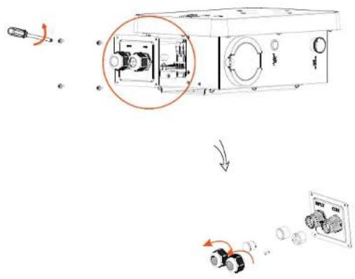 Diagram showing a washing machine with labeled components and directional arrows indicating motion or assembly.
