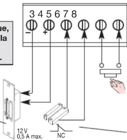 3 4 5 6 7 8 - + - 12V 0,5 A max. NC
