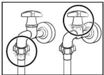Diagram of two plumbing fittings with circular annotations highlighting their features (no text or symbols present)