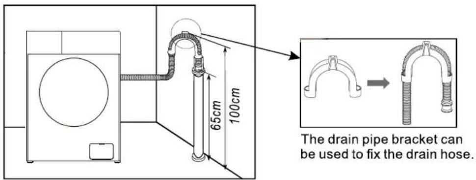 65cm 100cm The drain pipe bracket can be used to fix the drain hose.