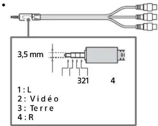 3,5 mm 1 : L 2 : Vidéo 3 : Terre 4 : R