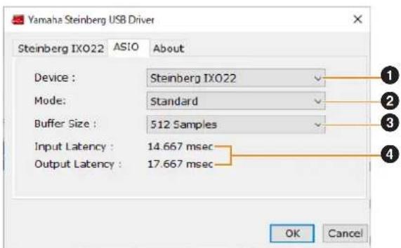 Yamaha Steinberg USB Driver Steinberg IXO22 ASIO About Device : Steinberg IXO22 Mode: Standard Buffer Size : 512 Samples Input Latency : 14.667 msec Output Latency : 17.667 msec OK Cancel