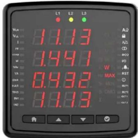 L1 L2 L3 VLA 1.1.13 A VL 1.1.13 A I 1.1.13 A PP 1.4.4.1 M COMP 0.9.9.2 MO W 0.9.9.2 W VAR 0.9.9.2 MAX RST VA 0.9.9.2 MAX RST ENR 0.9.9.2 MAX RST HAR 0.9.9.2 MAX RST THO 0.9.9.2 MAX RST INT 0.9.9.2 MAX RST IND 0.9.9.2 MAX RST MAX OUT