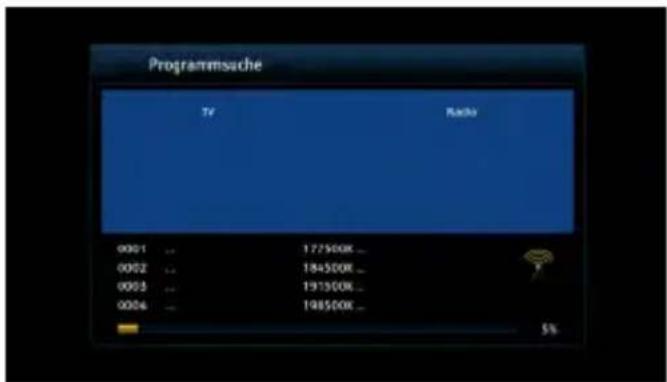 Programmsuche TV Radio 0001 ... 177500K ... 0002 ... 184500K ... 0003 ... 191300K ... 0004 ... 198500K ... 5%