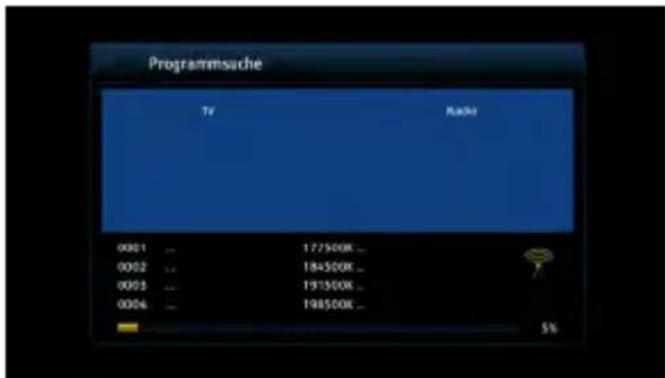 Programmsuche TV Radio 0001 ... 177500K ... 0002 ... 184500K ... 0003 ... 191500K ... 0004 ... 198500K ... 5%