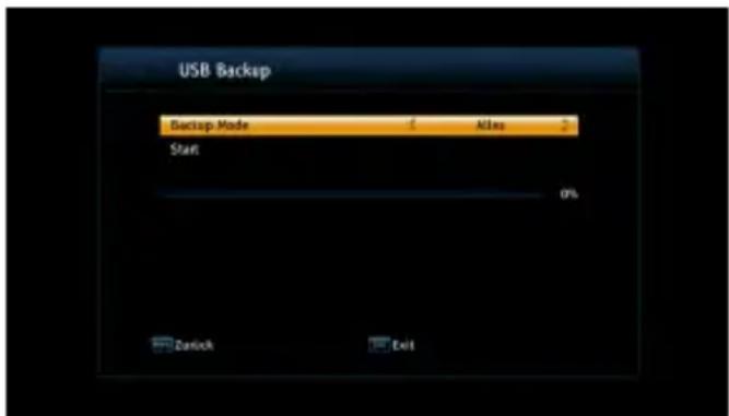 USB Backup Backup Mode 1 Atlas 2 Start 0% Zerlick Exit