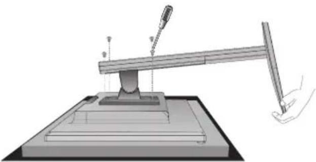 Illustration of a laboratory balance scale with a hand holding a tool, no text or symbols present