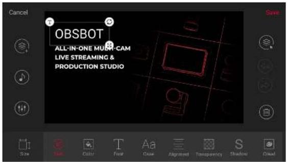 Cancel OBSBOT ALL-IN-ONE MUSIC-CAM LIVE STREAMING & PRODUCTION STUDIO Size Color Four Case Alignment Transparency Shadow Cancel