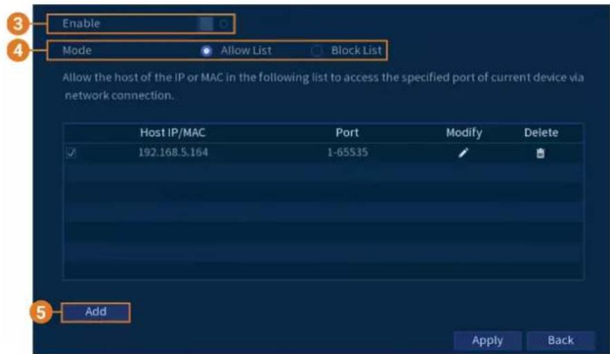 Lorex N863B - Pour configurer le filtre IP : - 1