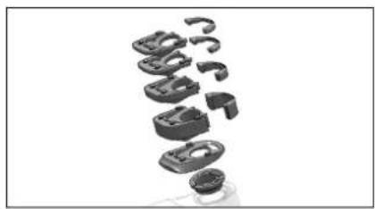 Abstract 3D rendering of stacked mechanical parts with no visible text or symbols
