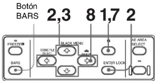 Botón BARS 2,3 81,7 2 FREEZE SCENE FILE SELECT BLACK MENU WHITE BARS ENTER LOCK AE AREA SELECT