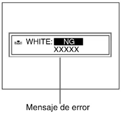 WHITE: NG XXXXX Mensaje de error