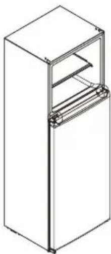 Line drawing of a rectangular cabinet or enclosure with internal shelves and a handle (no text or symbols)