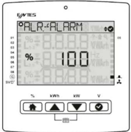 EWTES *ALR-ALARM 01 02 03 04 05 06 07 08 09 100 % 100 % kWh kW V