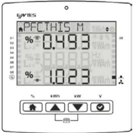 E/NTES PFC.THIS M 01 % 0.493 02 % 8.88.8 Hz 03 % 1.023 04 % 1.023 05 % 1.023 06 % 1.023 07 % 1.023 08 % 1.023 09 % 1.023 kWh kW V