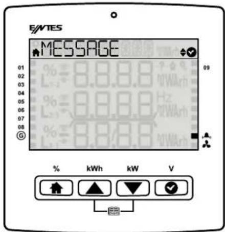 EMTES MESSAGE 01 02 03 04 05 06 07 08 09 % 8.8.8 L=8.8.8 Hz L=8.8.8 % 8.8.8 % kWh kW V