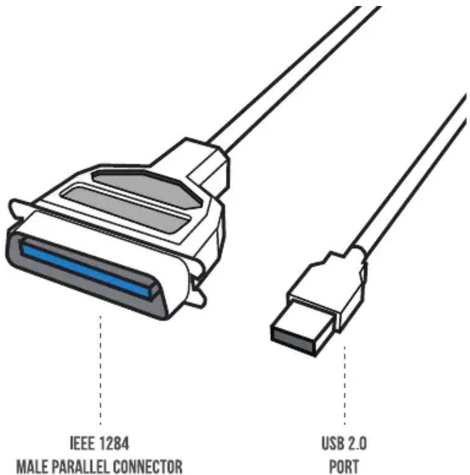 IEEE 1284 MALE PARALLEL CONNECTOR USB 2.0 PORT