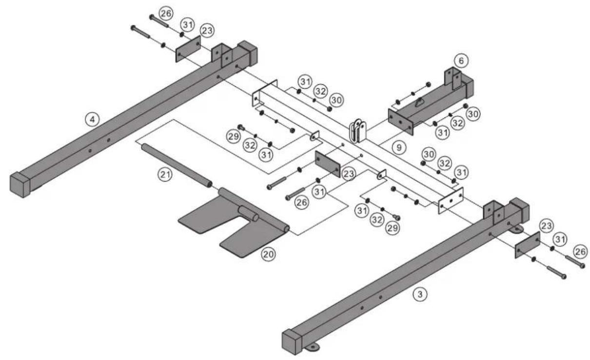 Technical diagram of a mechanical assembly with numbered components for identification
