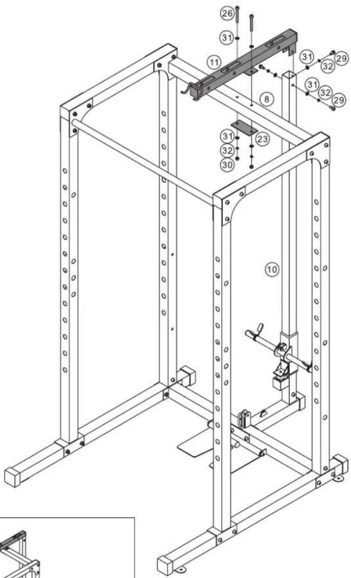 Technical diagram of a mechanical frame assembly with numbered components for identification