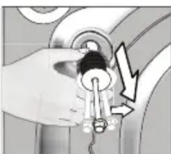 Hand holding a black electrical plug with a lightning bolt, no visible text or symbols.