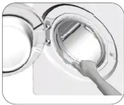 Close-up of a hand opening a large cylindrical device with a handle, no visible text or symbols.