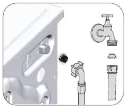 Illustration of a kitchen sink with pipe fittings and a faucet (no text or symbols)