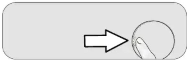 Simple diagram showing a finger pressing a button with an arrow, no text or symbols present