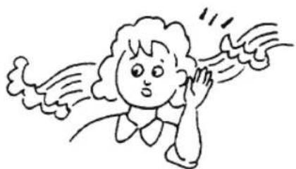 Simple line drawing of a winged angel.