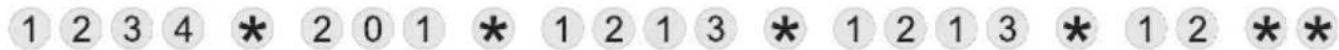 1 2 3 4 * 2 0 1 * 1 2 1 3 * 1 2 1 3 * 1 2 * *