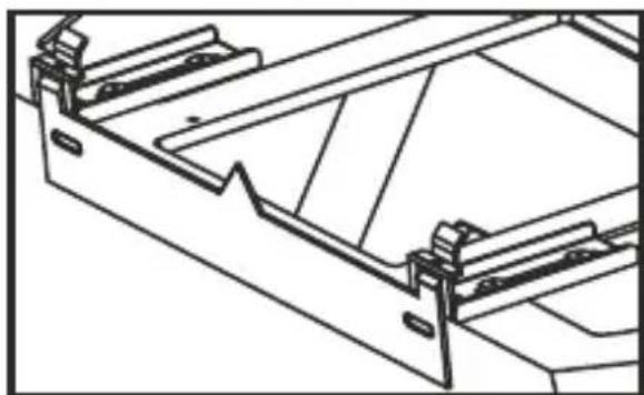 Technical line drawing of a metal bracket assembly (no text or symbols)