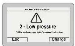 ANONALLY IN PROGRESS 2 - Low pressure Fill the system as per tool's manual instruction Esc Charge