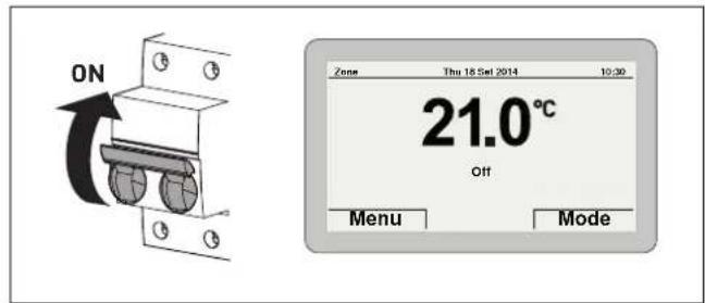ON Zone Thu 18 Set 2014 10:30 21.0°C Off Menu Mode