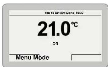 Thu 18 Sat 2014Zone 10:30 21.0°C Off Menu Mode