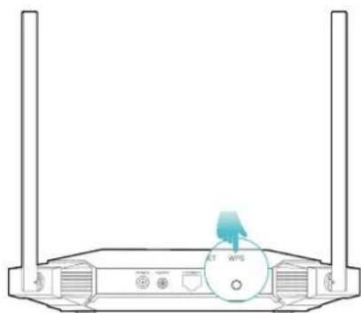 Diagram of a network device with two towers and a central circular component labeled 'WPS' (no text or symbols beyond the label)