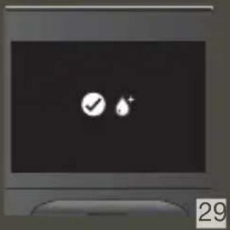 Computer monitor displaying two icons: a checkmark and a droplet, with page number 29 (no text or symbols on screen)