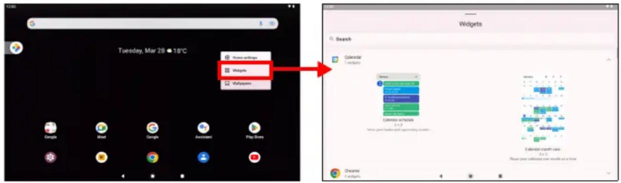 ACER Iconia Tab M10 - Ajouter des widgets à un écran d'accueil - 1