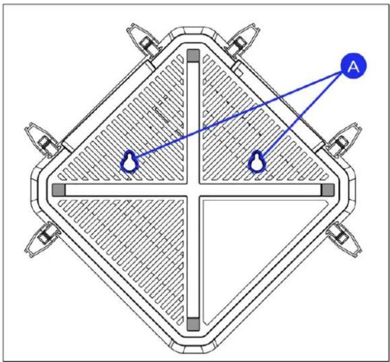 Technical diagram of a four-segment display with labeled component 'A' and directional arrows indicating flow or connection.