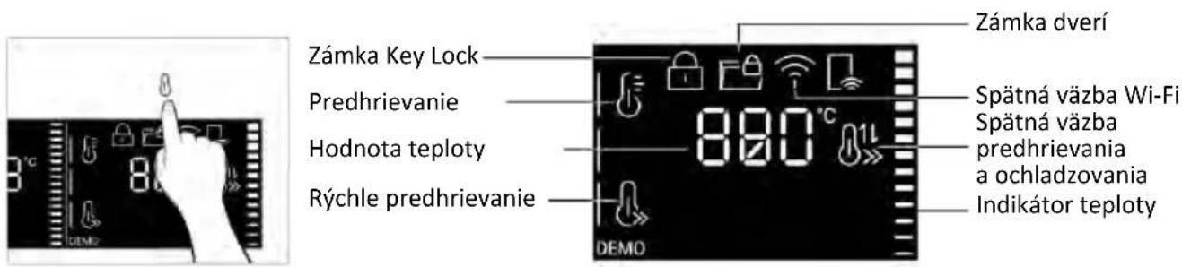 Zámka Key Lock Predhrievanie Hodnota teploty Rýchle predhrievanie 800°C Zámka dverí Spätná väzba Wi-Fi Spätná väzba predhrievania a ochladzovania Indikátor teploty