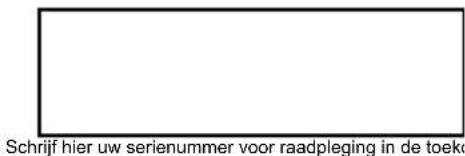Schrijf hier uw serienummer voor raadpleging in de toekomst