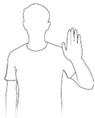 Line drawing of a human silhouette with hand gesture (no text or symbols)