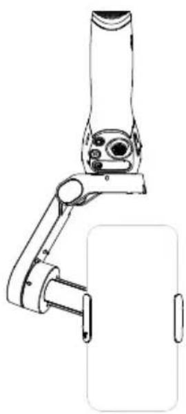 Technical line drawing of a mechanical device with lever and base (no text or symbols)
