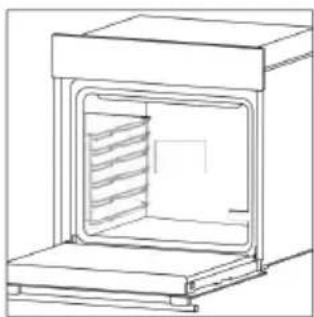 Line drawing of a laboratory oven with internal cooling unit (no text or symbols)