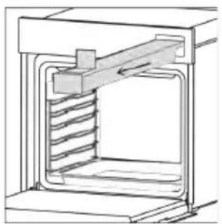 Technical line drawing of a mechanical device with internal spring mechanism (no text or symbols).