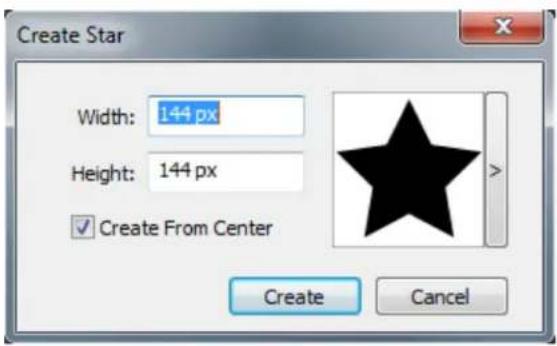 Create Star Width: 144 px Height: 144 px ✓ Create From Center Create Cancel