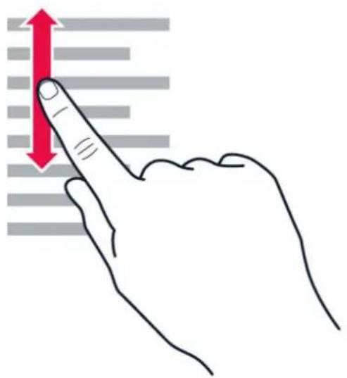 Diagram showing a hand pointing to a document with a red upward arrow indicating vertical motion or movement.