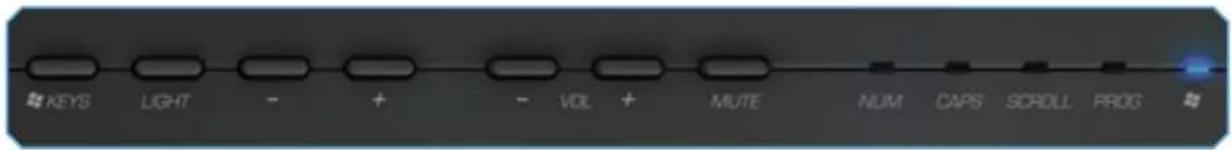 KEYS LIGHT - + - VOL + MUTE NUM CAPS SCROLL PROG
