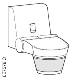 Line drawing of a toilet with a side panel and cup (no text or symbols)
