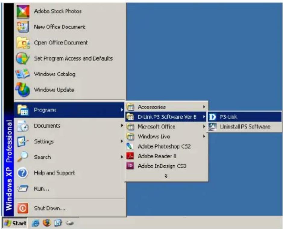 Adobe Stock Photos New Office Document Open Office Document Set Program Access and Defaults Windows Catalog Windows Update Programs Documents Settings Search Help and Support Run... Shut Down... Accessories D-Link PS Software Ver B Microsoft Office Windows Live Adobe Photoshop CS2 Adobe Reader 8 Adobe InDesign CS3 PS-Link Uninstall PS Software Start