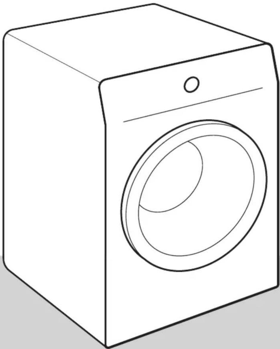 Line drawing of a simple washing machine with no text or symbols.